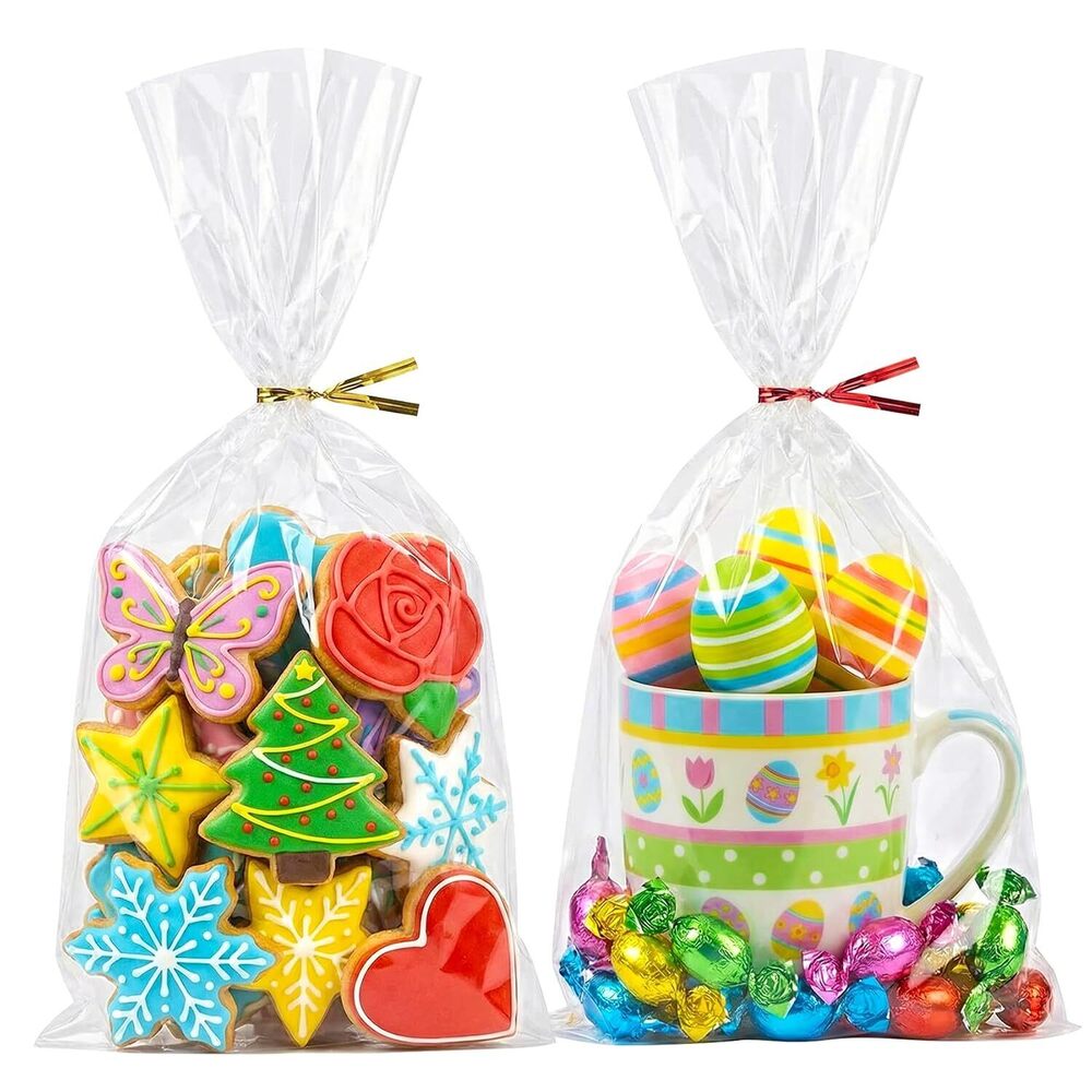 Cello Cellophane Treat Bags,200 Pieces 7x13 Inches Clear Plastic Gift